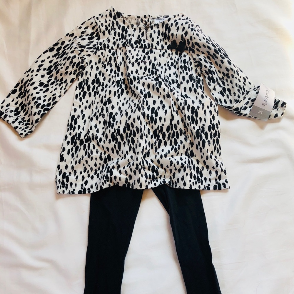 NWT Carter’s Girls 2T Black & White Outfit